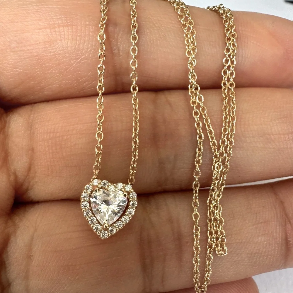 NEW❗️Pandoras 14k Solid Gold Elevated Heart Necklace 17.5” or 16.5” - Picture 3 of 9